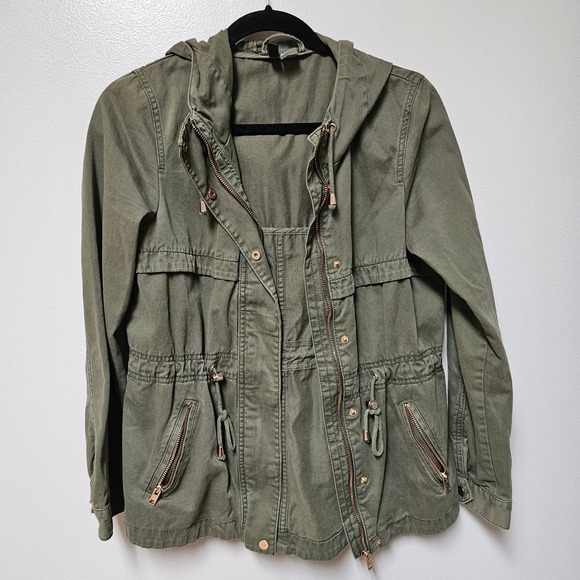 H&M Divided 100% Cotton Army Green Jacket Size 6 - Picture 2 of 8